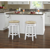 Morgan 18" Tall Round Counter Stool in White w/ Seagrass Seat